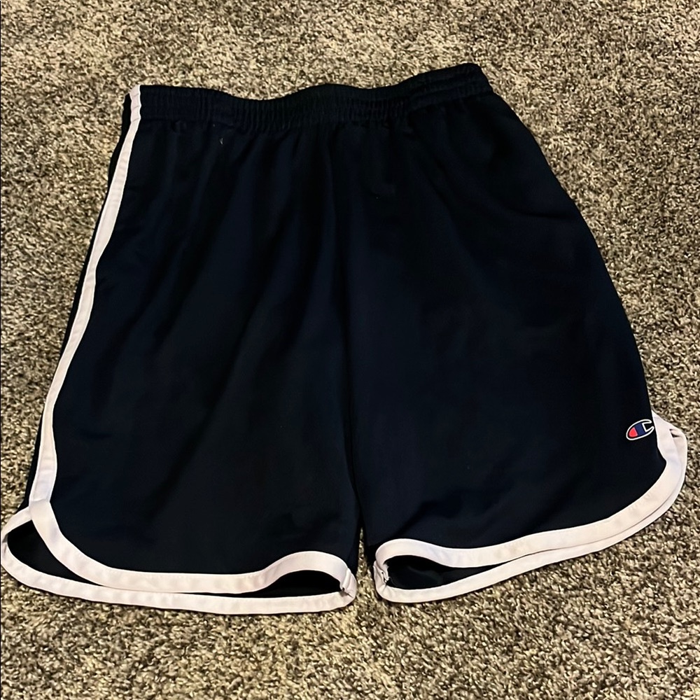 Champion Men's Navy Athletic Shorts with White Trim